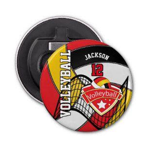 Red and Yellow Volleyball Logo - Volleyball Bottle & Wine Openers | Zazzle
