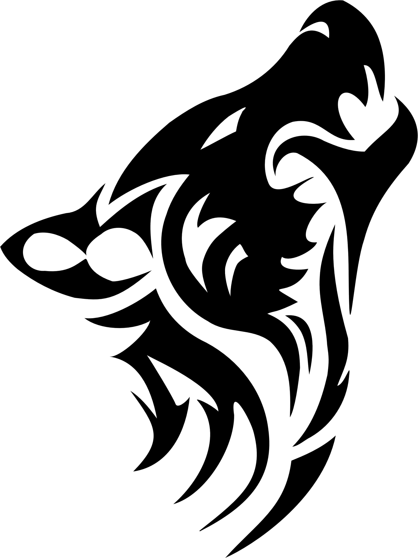 Tribal Wolf Logo - Howling Tribal Wolf Head Tattoo Design