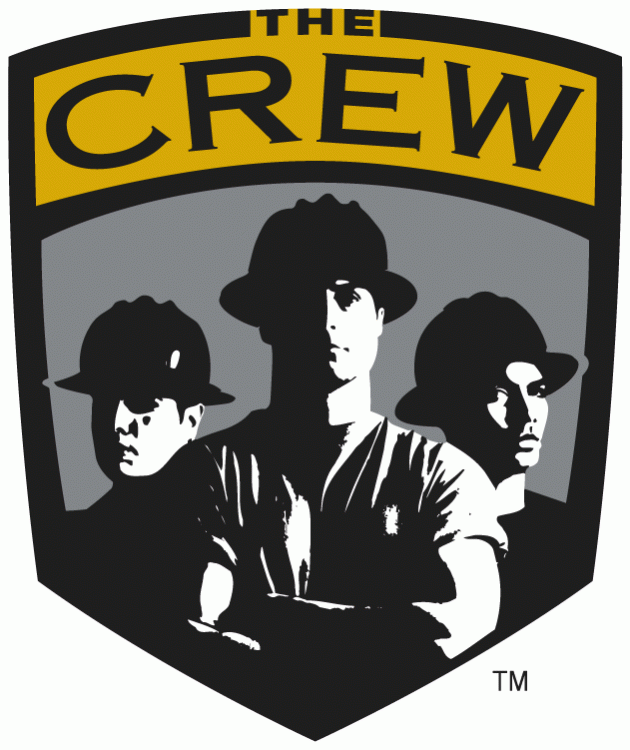 3 Columbus Logo - Columbus Crew Soccer Primary Logo (1996) - 3 men with hard hats ...