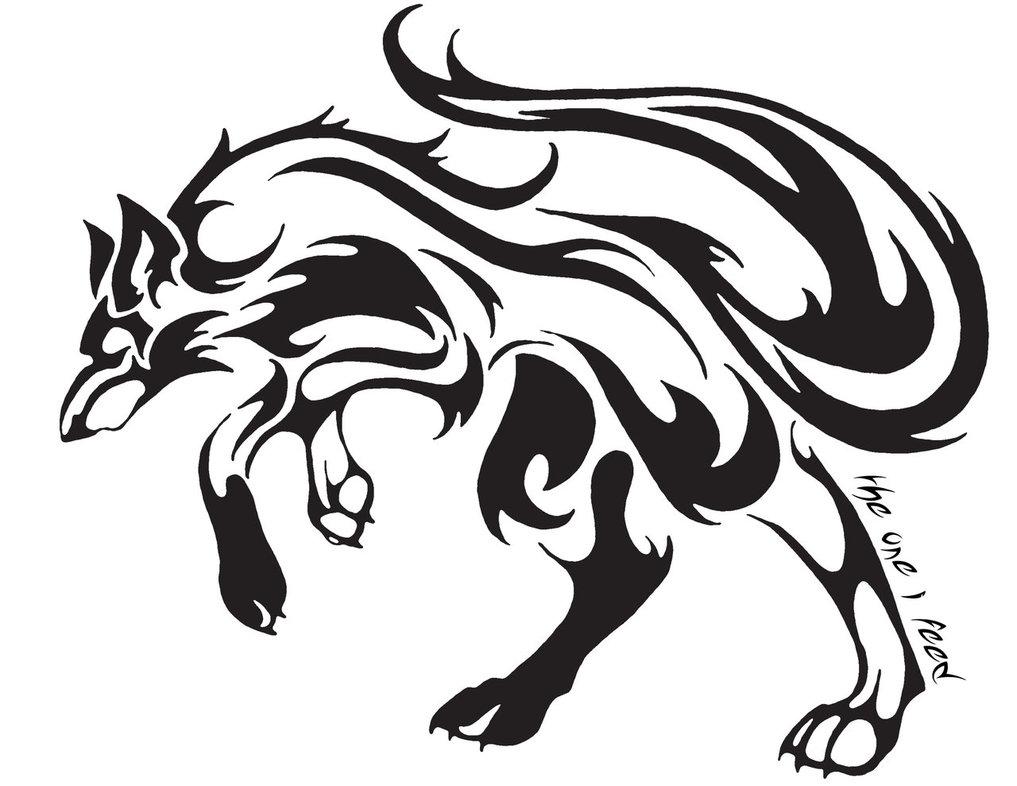 Tribal Wolf Logo - One More Tribal Wolf Tattoo Stencil | Tattooshunt.com