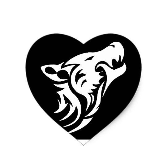 Tribal Wolf Logo - Tribal Wolf Heart Sticker | Zazzle.co.uk