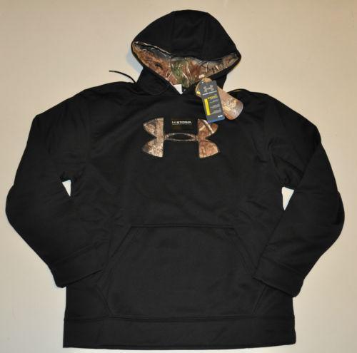 under armour black hoodie with camo logo
