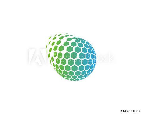 Globe Soccer Ball Logo - Globe Hexagon Sphere Spark Icon Logo Design Element - Buy this stock ...