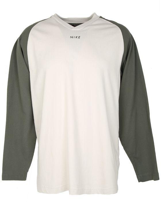 V Clothing Logo - Nike Cream Embroidered Logo Long Sleeve V Neck T Shirt Cream £25