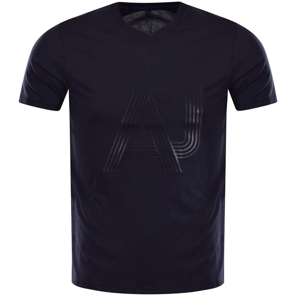 V Clothing Logo - EMPORIO ARMANI Emporio Armani Navy 3D Logo V-Neck T-Shirt - Men from ...