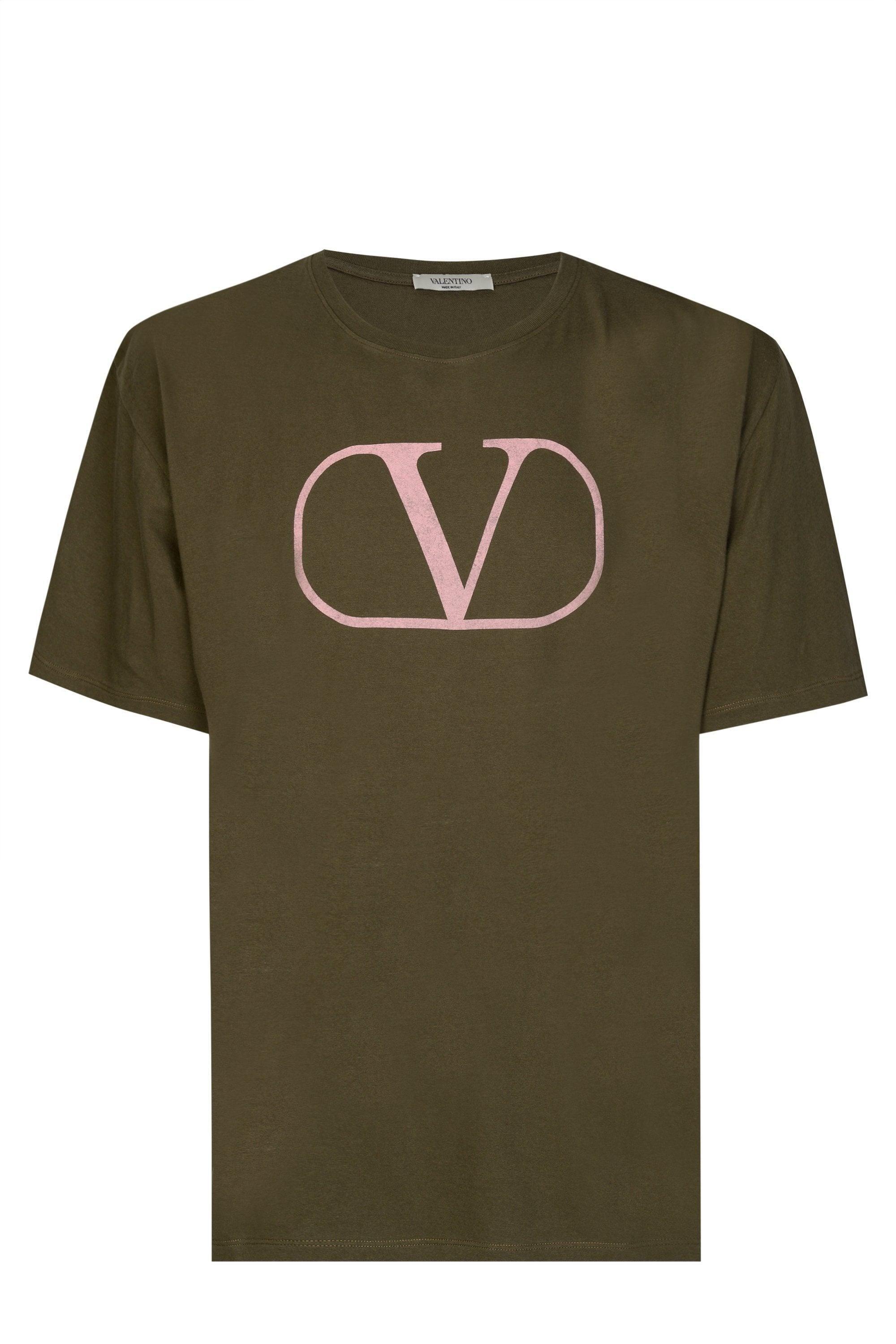 V Clothing Logo - Valentino V Logo T Shirt In Green For Men