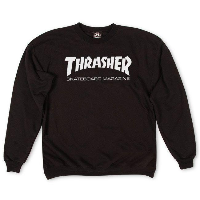 Black and White Skateboards Thrasher Logo - Thrasher Magazine Shop - Skate Mag Crewneck