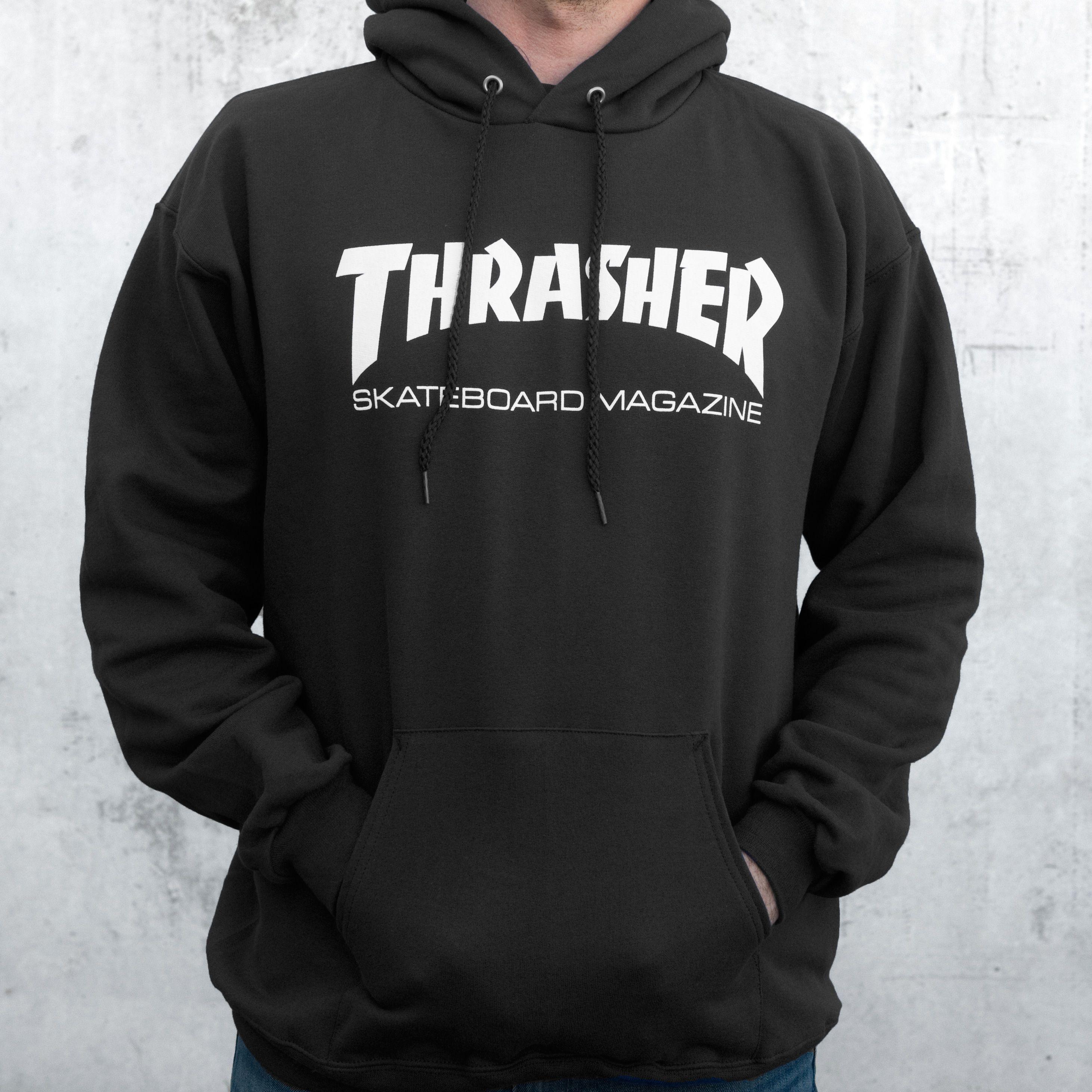 Black and White Skateboards Thrasher Logo - Thrasher Magazine Shop - Thrasher Skate Mag Hood