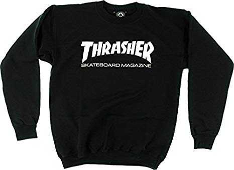 Black and White Skateboards Thrasher Logo - Amazon.com : Thrasher Skate Mag Crewneck [Large] Black : Sports