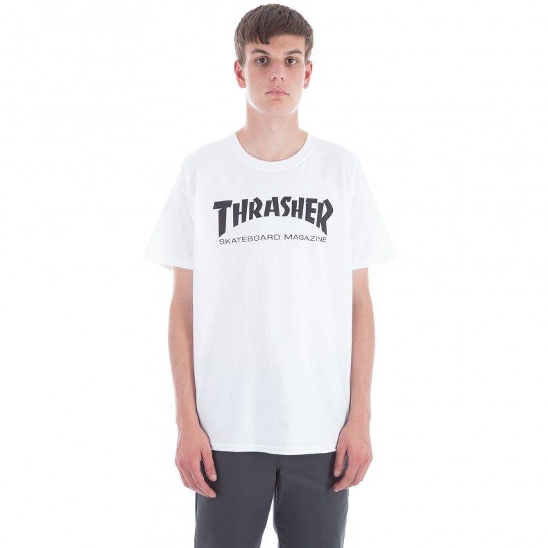 Black and White Skateboards Thrasher Logo - Thrasher Logo T Shirt (White Black)
