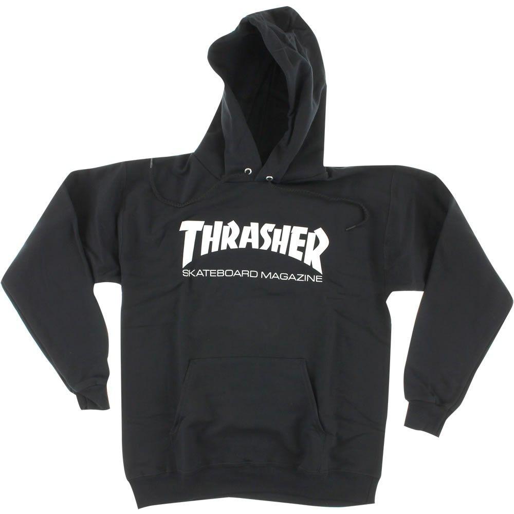 Black and White Skateboards Thrasher Logo - Thrasher Skateboard Mag Black White Pullover Hoodie
