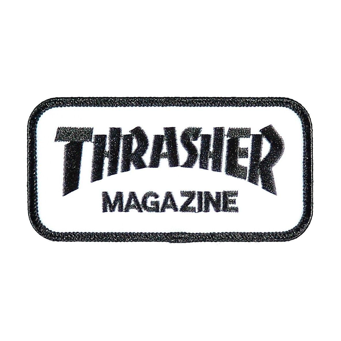 Black and White Skateboards Thrasher Logo - Thrasher Thrasher White Mag Logo Patch ACCESSORIES Miscellaneous at
