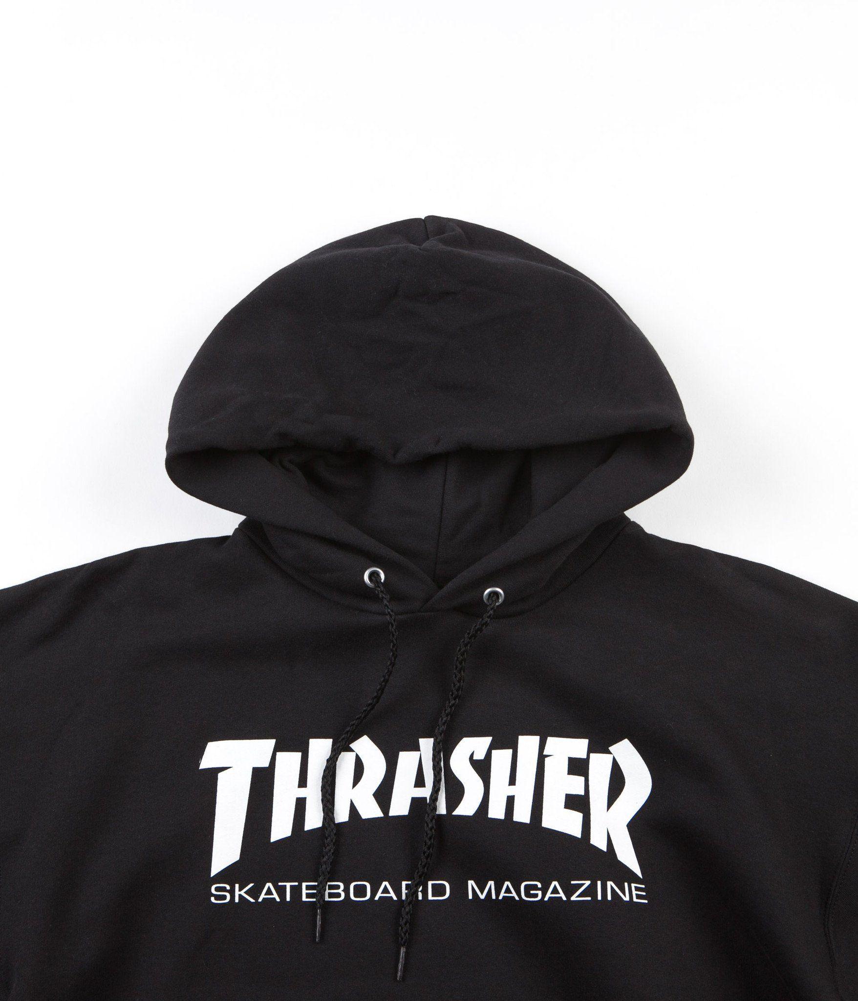 Black and White Skateboards Thrasher Logo - Thrasher Skate Mag Logo Hooded Sweatshirt - Black | Flatspot