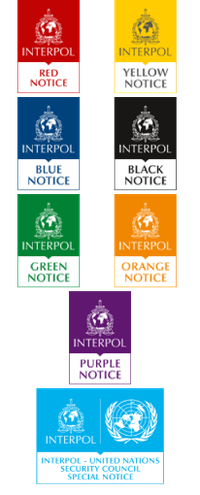Red Black and Yellow Logo - Interpol notice