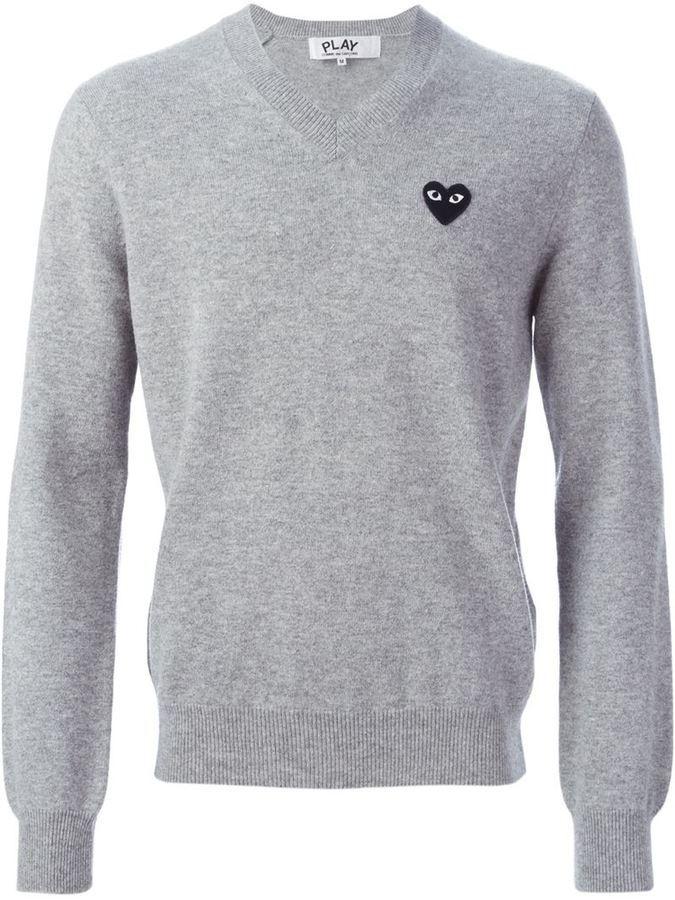 V Clothing Logo - Comme des Garcons Comme Des Garons Play Logo Patch V Neck Sweater