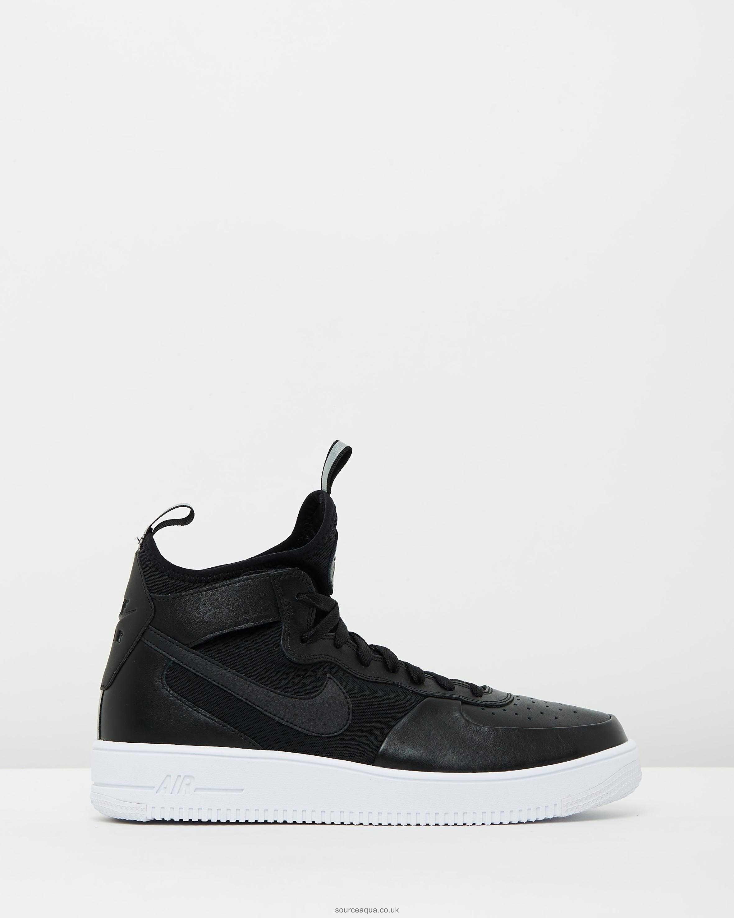 Black and White Air Force Logo - Discount Authentic Nike Air Force 1 Ultraforce Mid Black & White Men