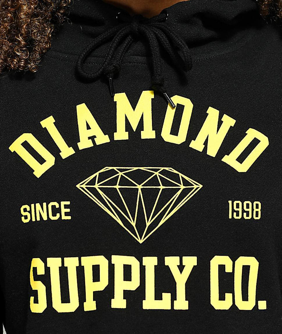 Black Diamond Supply Logo - Womens Diamond Supply Co. Athletic Logo Black Crop Hoodie Black ...