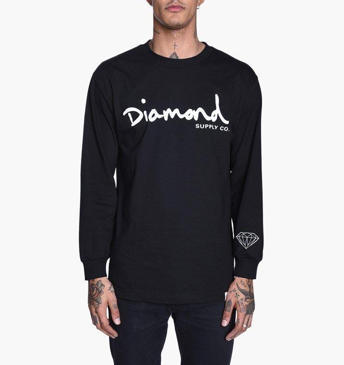 Black Diamond Supply Logo - Diamond Supply Co. OG Script Long Sleeve Tee. Black. Long sleeved