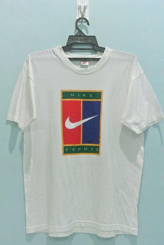 From 90 S Clothing and Apparel Logo - Vintage 90s NIKE Tennis White T Shirt Logo Size Mens Medium BM