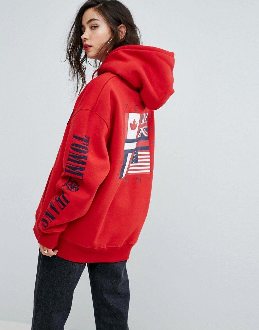 From 90 S Clothing and Apparel Logo - Tommy Jeans 90s Capsule Logo Hoodie - Red | ZTA Apparel in 2019 ...