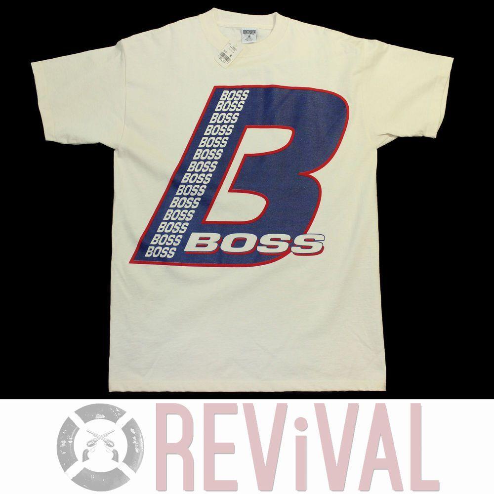 From 90 S Clothing and Apparel Logo - NOS Vintage 90s BOSS Logo Street Wear Hip Hop Urban Rap T Shirt