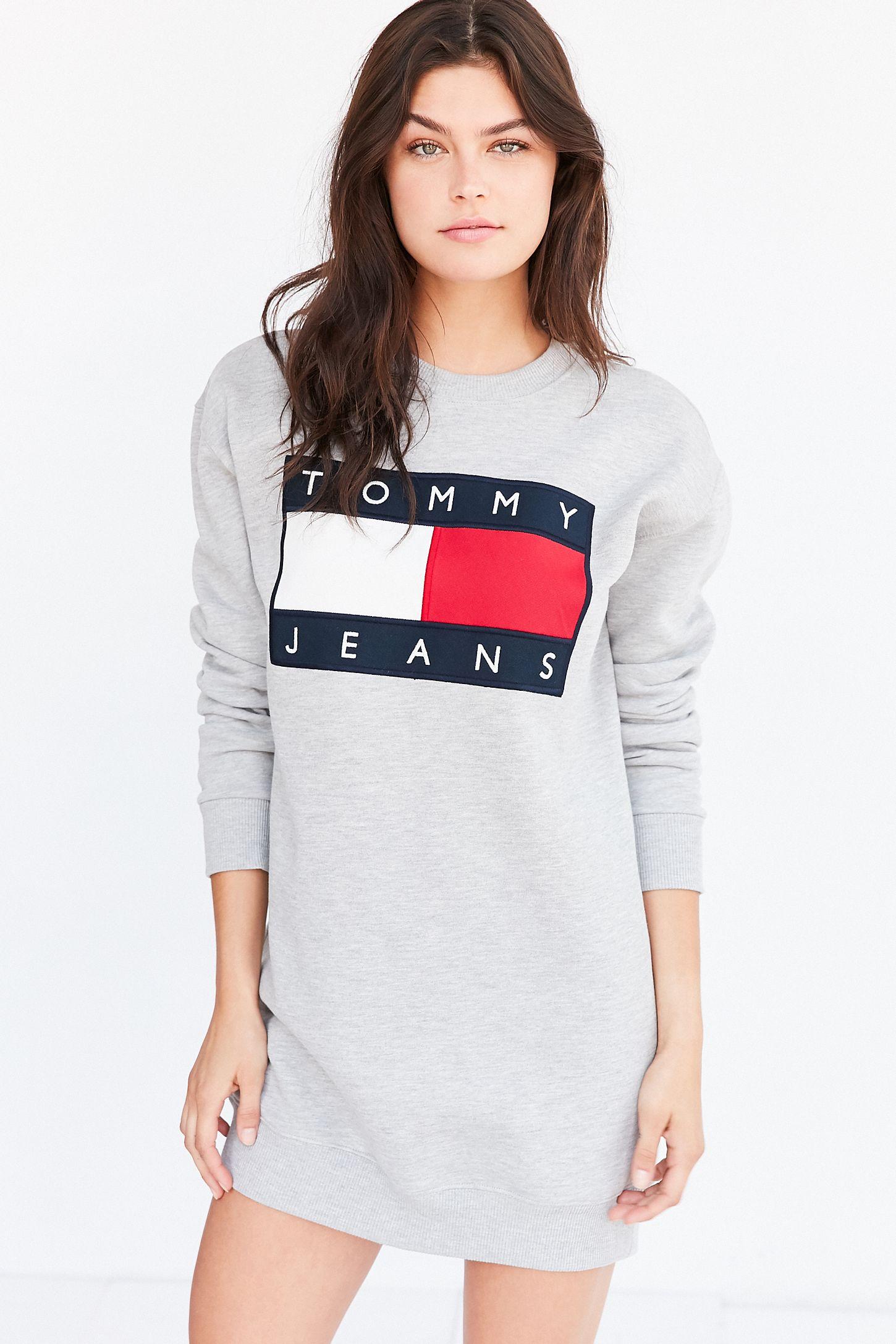 From 90 S Clothing and Apparel Logo - Tommy Jeans For UO '90s Logo Sweatshirt Mini Dress