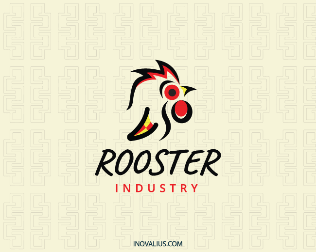 Red and Black Bird Restaurant Logo - Abstract logo with the shape of a rooster composed of abstract ...