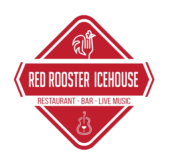 Black and Red Rooster Restaurant Logo - Red Rooster IceHouse Menu. Hawkins, TX