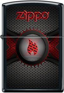 Black and Red Flame Logo - Zippo Brick Wall Red Flame Logo Black Matte New 41689346768