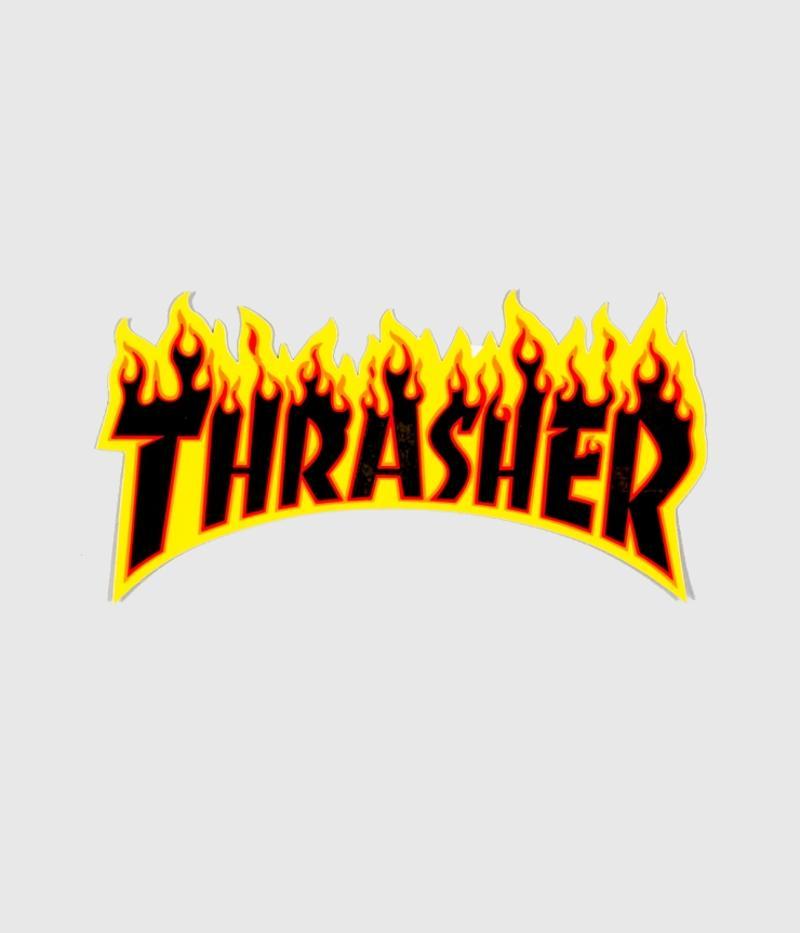 Black and Red Flame Logo - Thrasher Skateboard Magazine Flame Logo Sticker Yellow/ Black