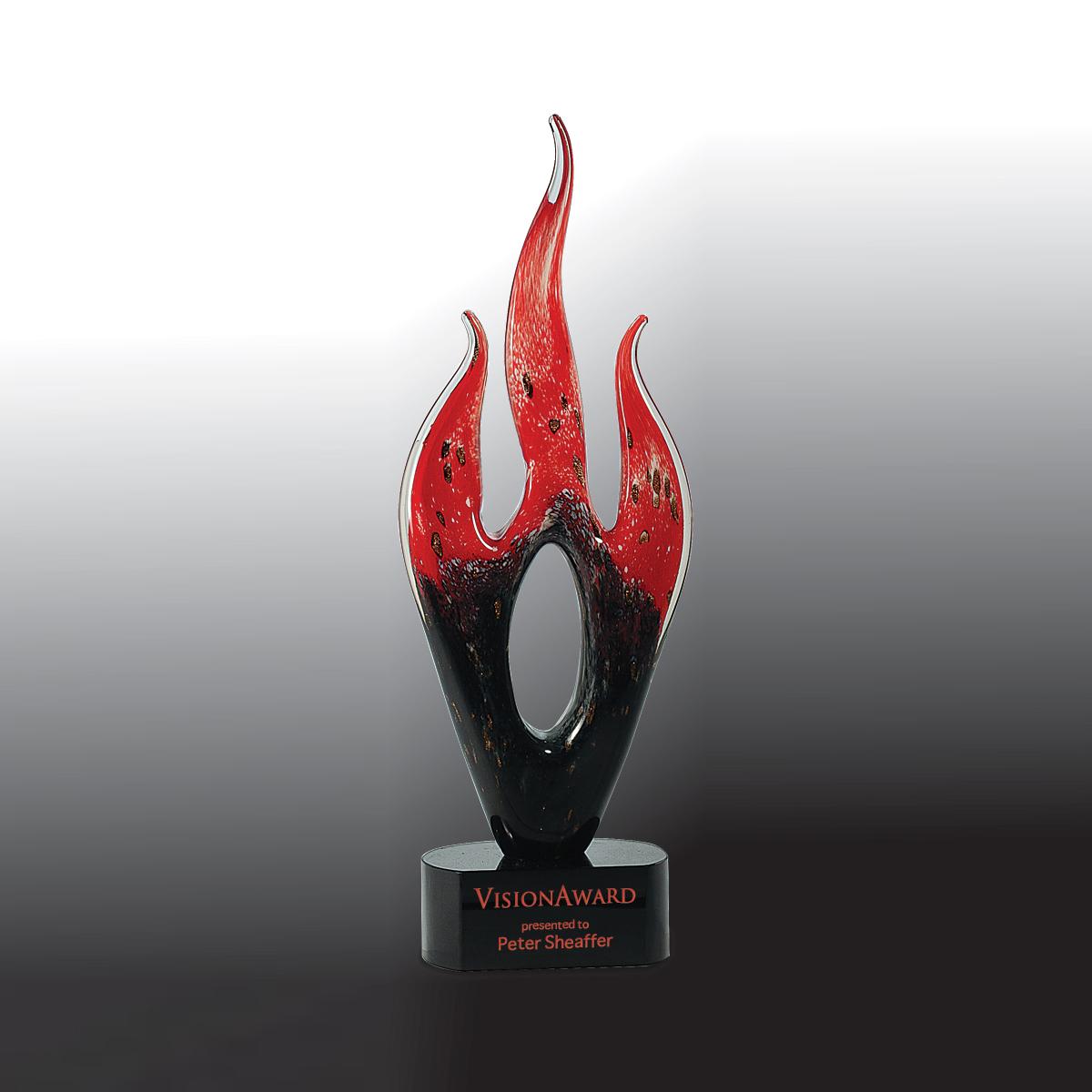 Black and Red Flame Logo - Black & Red Flame Glass Award Yours Gifts