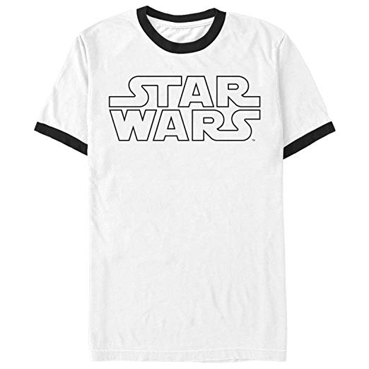 Sleek Clothing Logo - Amazon.com: Star Wars Men's Sleek Movie Logo Ringer T-Shirt: Clothing