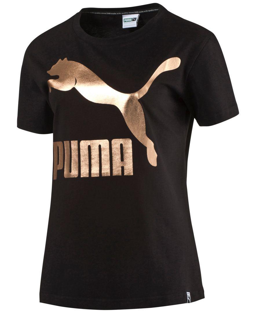 Sleek Clothing Logo - You're Golden In This Puma T Shirt, Featuring A Sleek Metallic Take