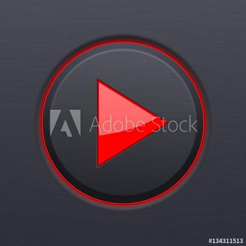 Black and Red Arrow Logo - Black round button with PLAY red arrow this stock vector