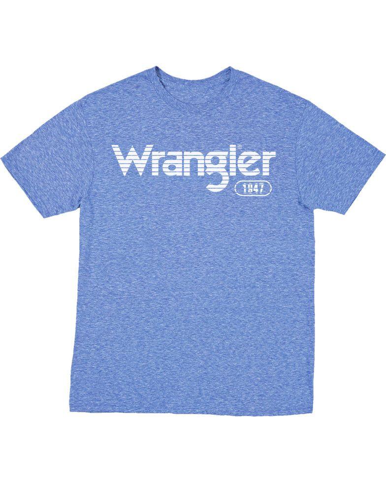 Striped Blue Logo - Wrangler Men's Light Blue Striped Logo Tee | Boot Barn