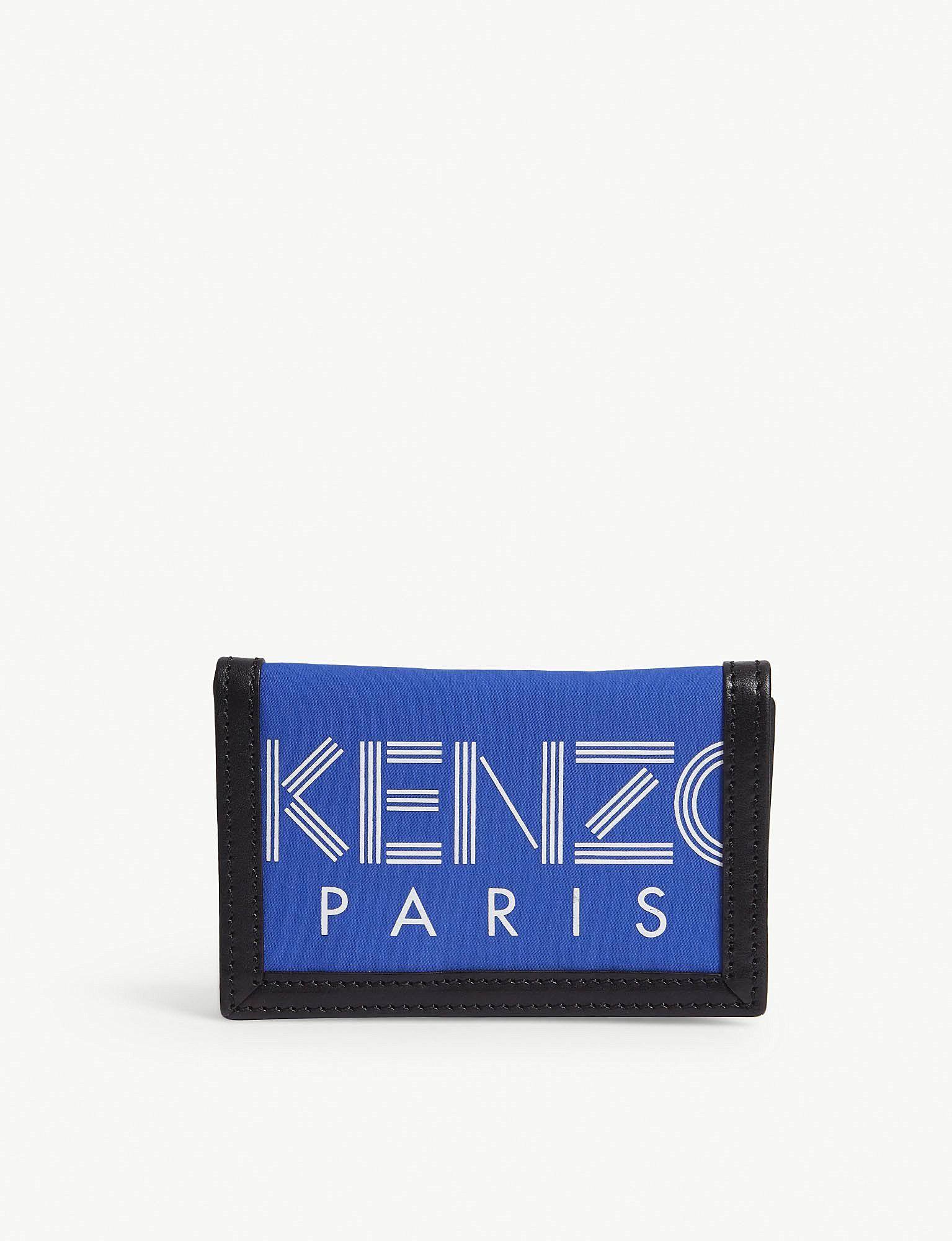 Blue Striped I Logo - Lyst - Kenzo Striped Logo Leather Trim Wallet in Blue for Men