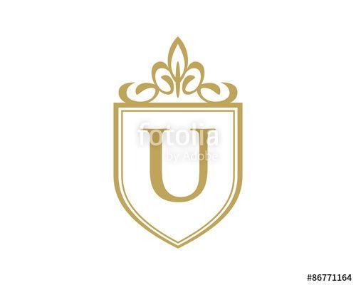 Simple U Logo - simple floral letter shield logo u