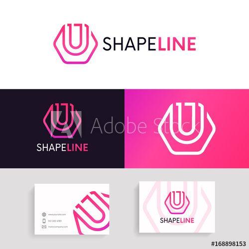 Simple U Logo - Simple U logo linear icon hexagon sign vector design. Company ...