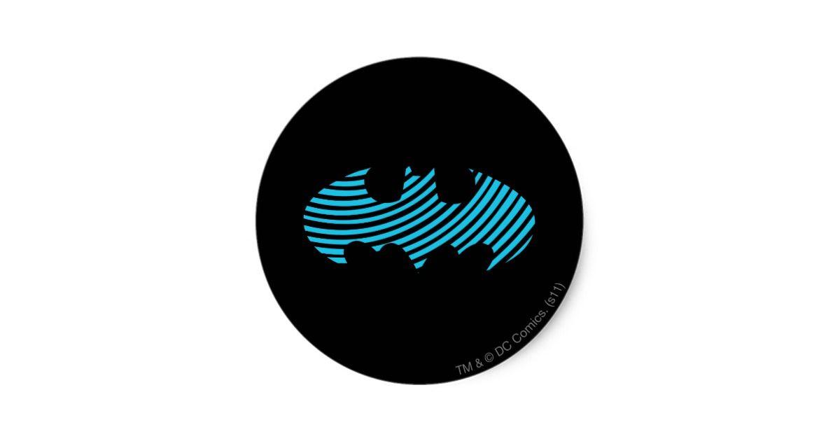 Blue Striped I Logo - Batman Symbol | Blue Striped Logo Classic Round Sticker | Zazzle.co.uk