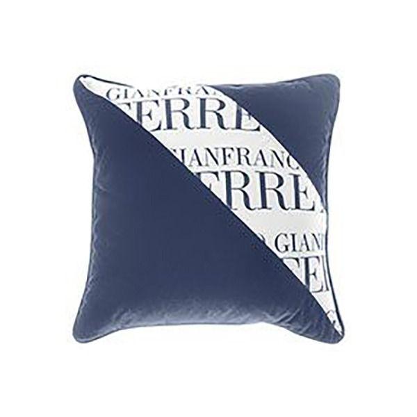 Blue Striped I Logo - Striped Logo Blue Cushion - Imperial Interiors