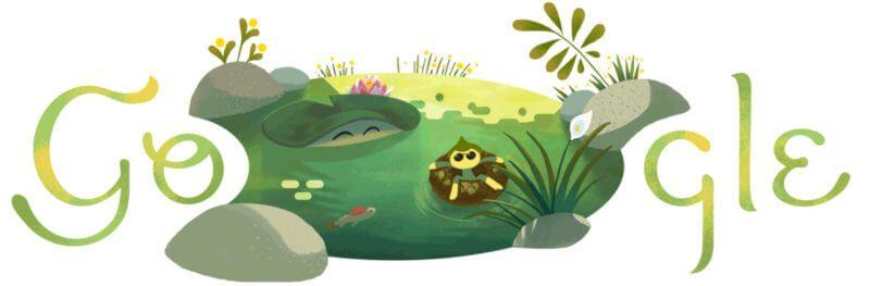 Different Google Logo - Summer solstice 2018 Google doodle showcases relaxing pond