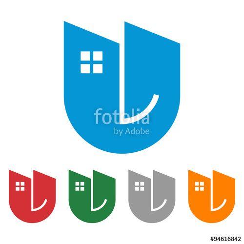 Simple U Logo - U Building Contractor Simple Cool Logo Icon Stock image and royalty