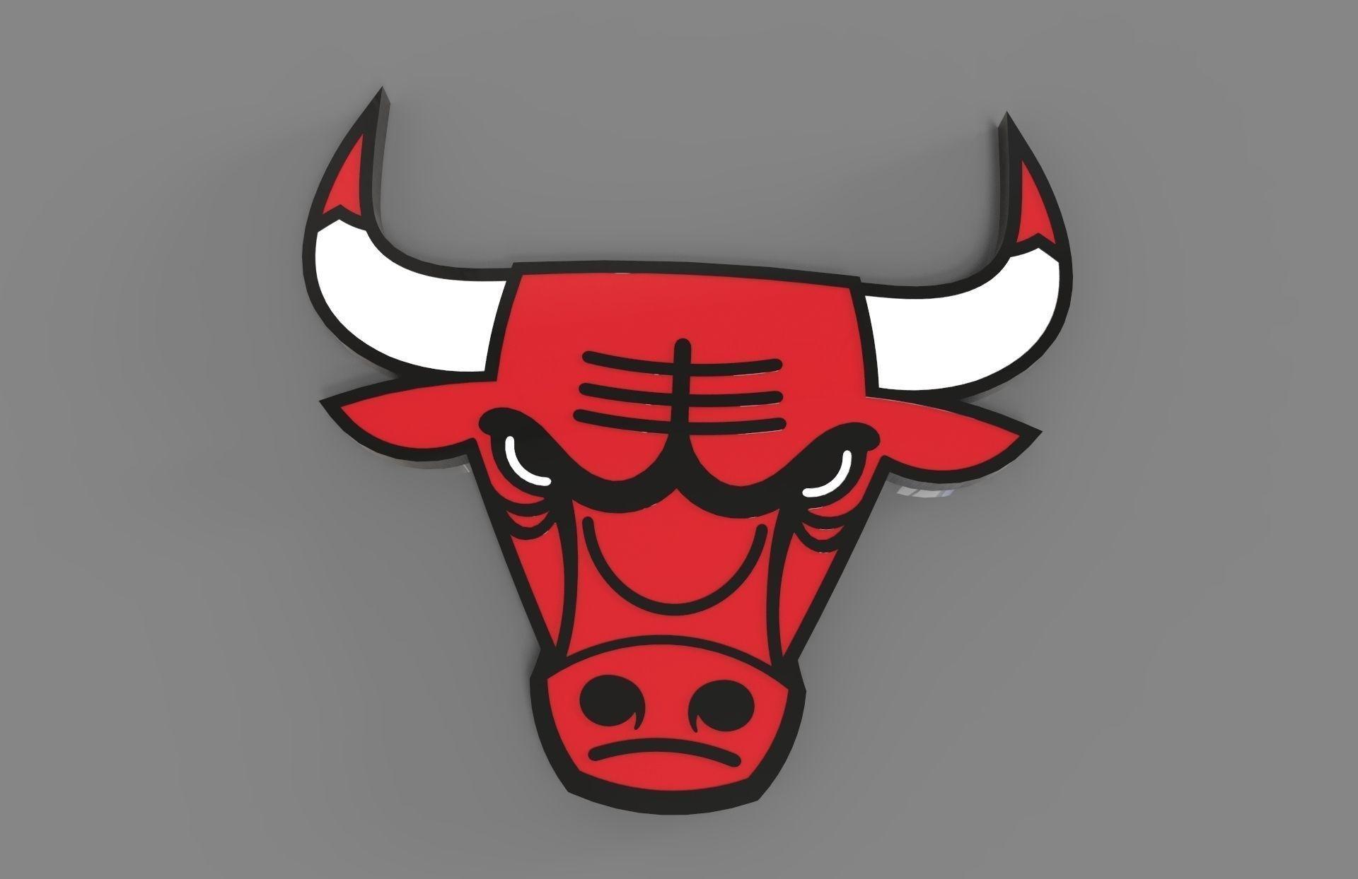 Gray and Red Bulls Logo - 3D print model Chicago Bulls logo