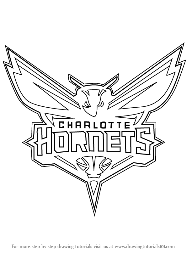 Black and White Hornets Logo - Learn How to Draw Charlotte Hornets Logo (NBA) Step