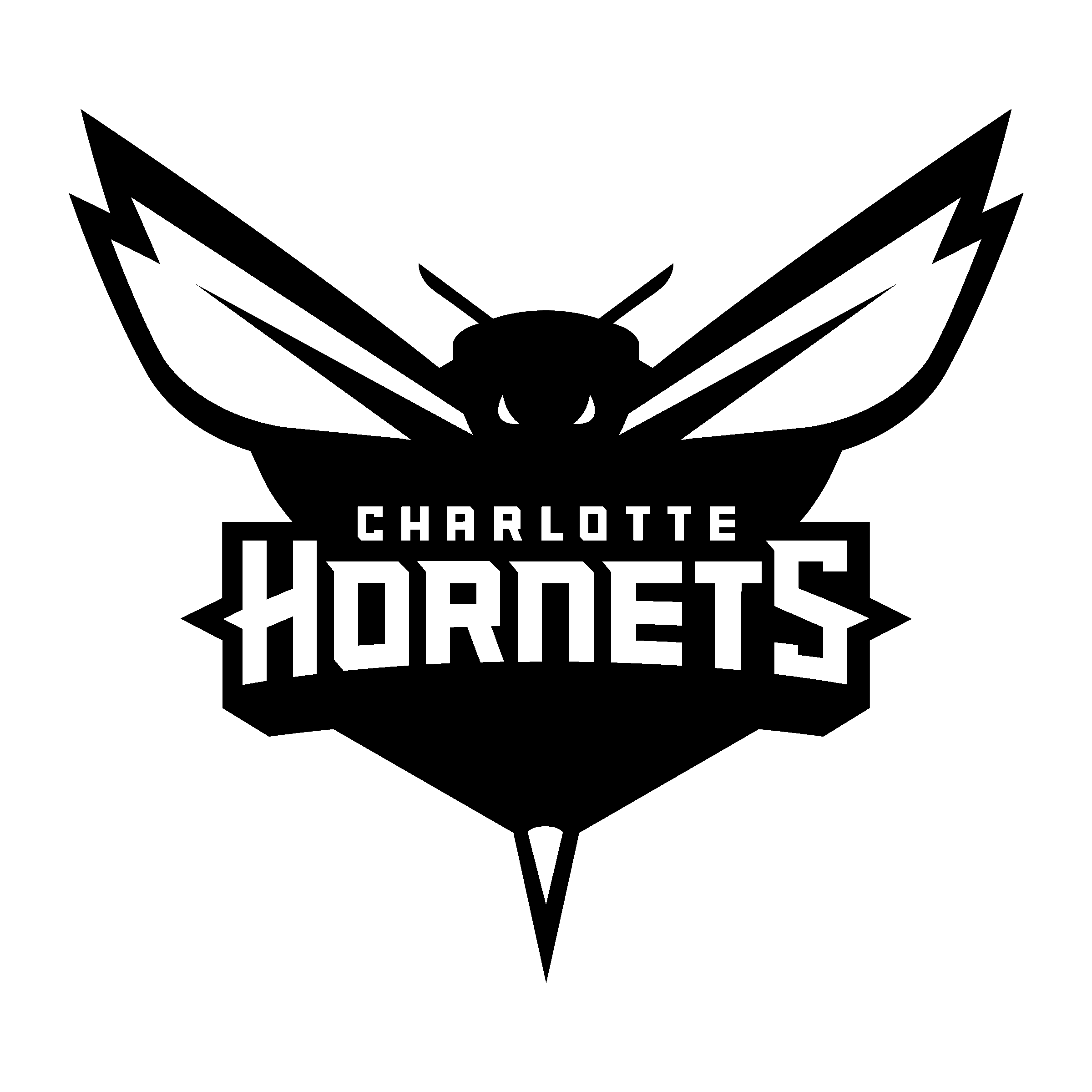 Black and White Hornets Logo - Charlotte Hornets 2 Logo SVG Vector & PNG Transparent - Vector Logo ...