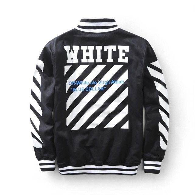 Off White Clothing Brand Logo - mens brand clothing off white BLUE COLLAR Logo print varsity jacket ...