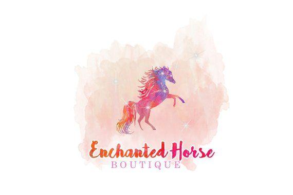 Rainbow Horse Logo - Horse Logo Design / Enchanted Logo / Watercolor Logo / Sparkly | Etsy