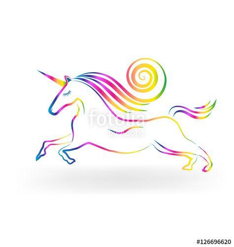 Rainbow Horse Logo - Unicorn Horse Rainbow Logo Stock Image And Royalty Free Vector
