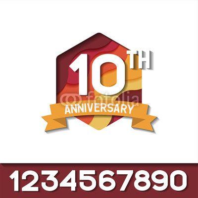 Maroon and Yellow Logo - 10 Years Anniversary Papercut Logo Template in Maroon, Orange & ...