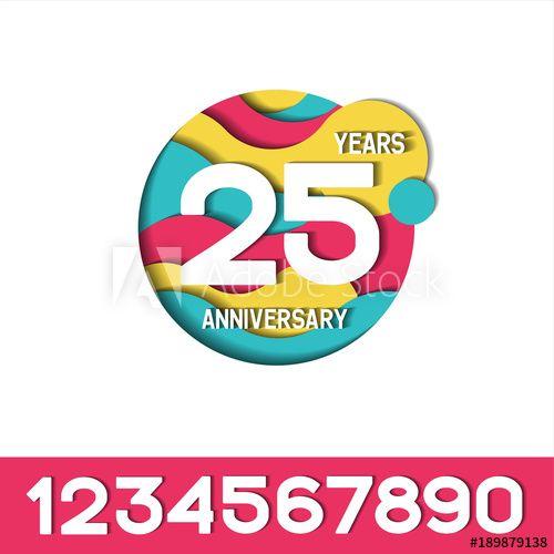 Papercut Logo - 25 Years Anniversary Papercut Logo Template in Pink, Yellow &Blue ...